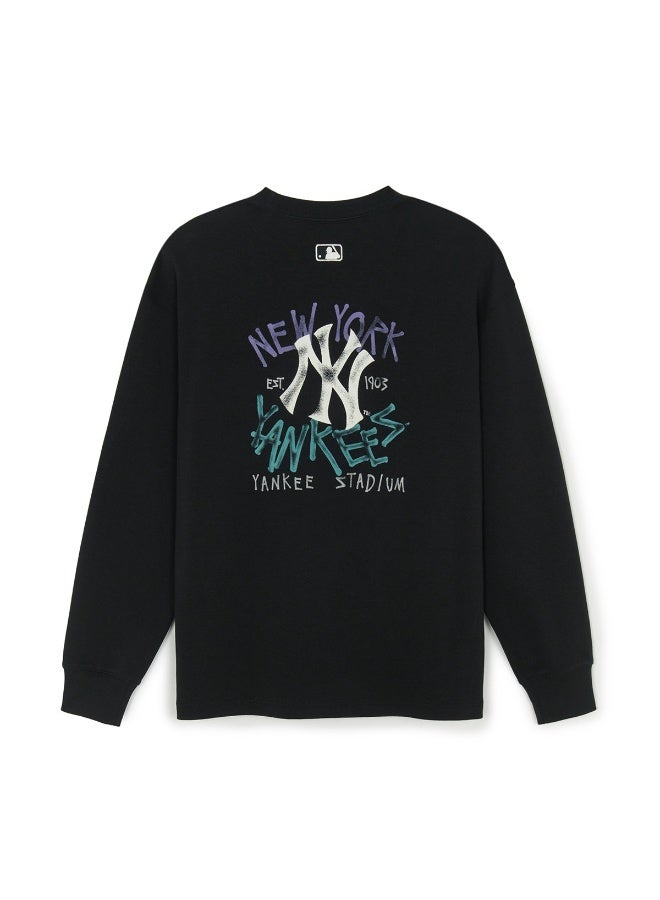 MLB Unisex NY Embroidered Logo Black Oversized Long Sleeve T‑Shirt-L - Image 4