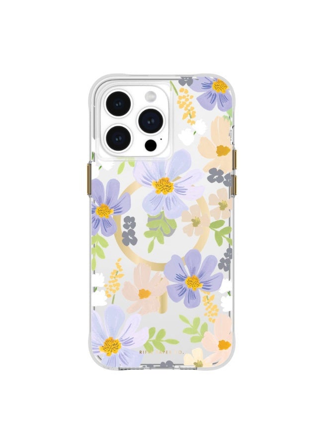 Rifle Paper Co. iPhone 15 Pro Max Case with Magsafe - Printed in full color and foil stamped - Imported - Pastel Marguerite  - Image 1