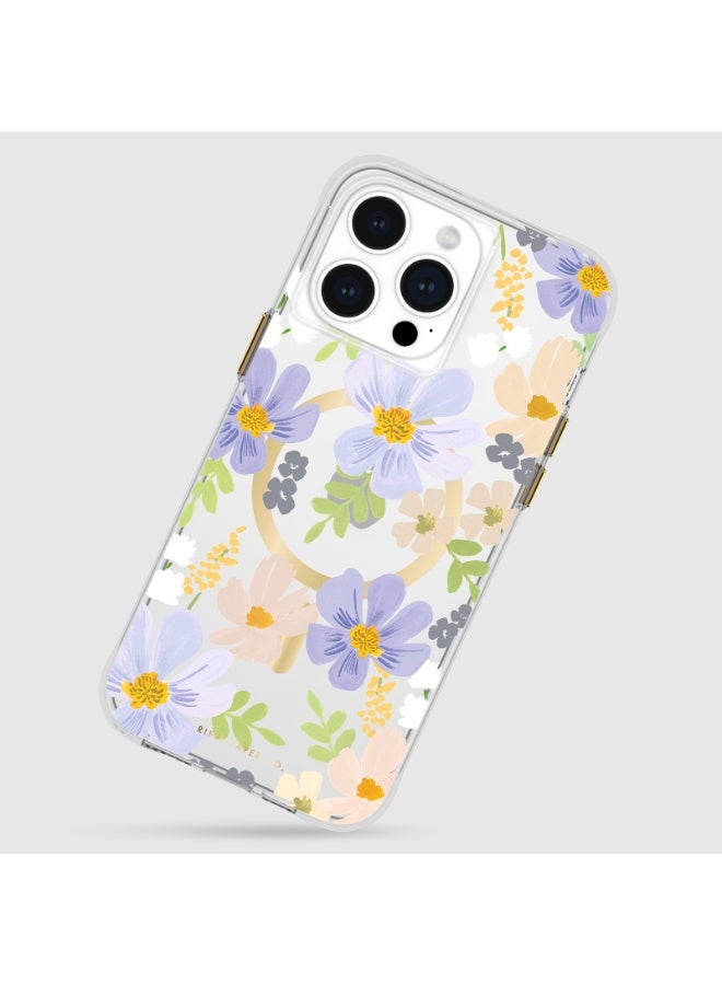 Rifle Paper Co. iPhone 15 Pro Max Case with Magsafe - Printed in full color and foil stamped - Imported - Pastel Marguerite  - Image 4