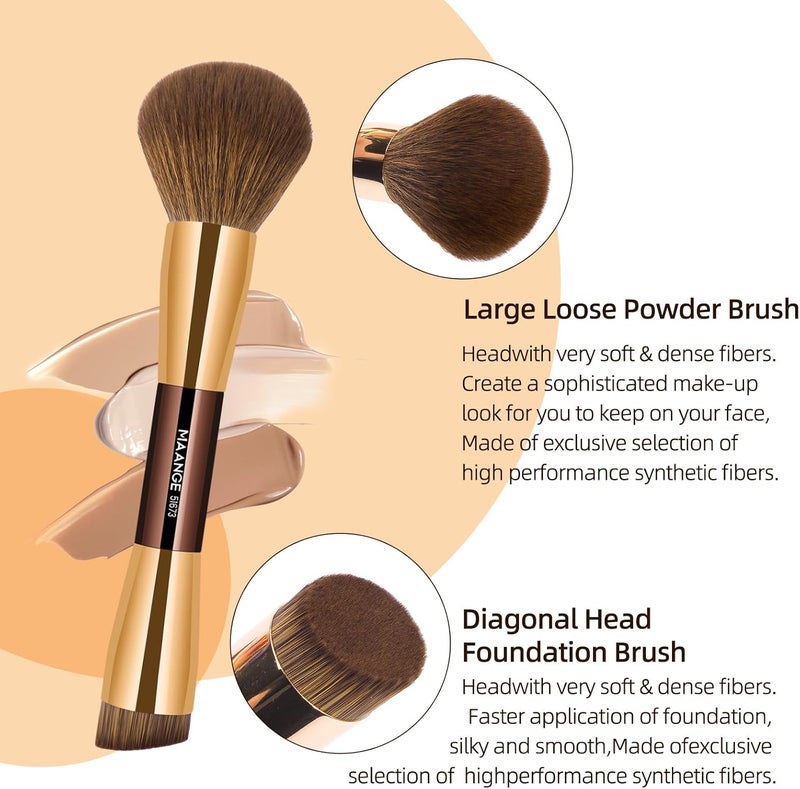 MAANGE 20 Pcs Makeup Brushes with Gift Box, Double-End Multi-functional Makeup Brushes for Blending Liquid Powder Concealer Cream Blush Buffe,Coffee Gold - Image 4