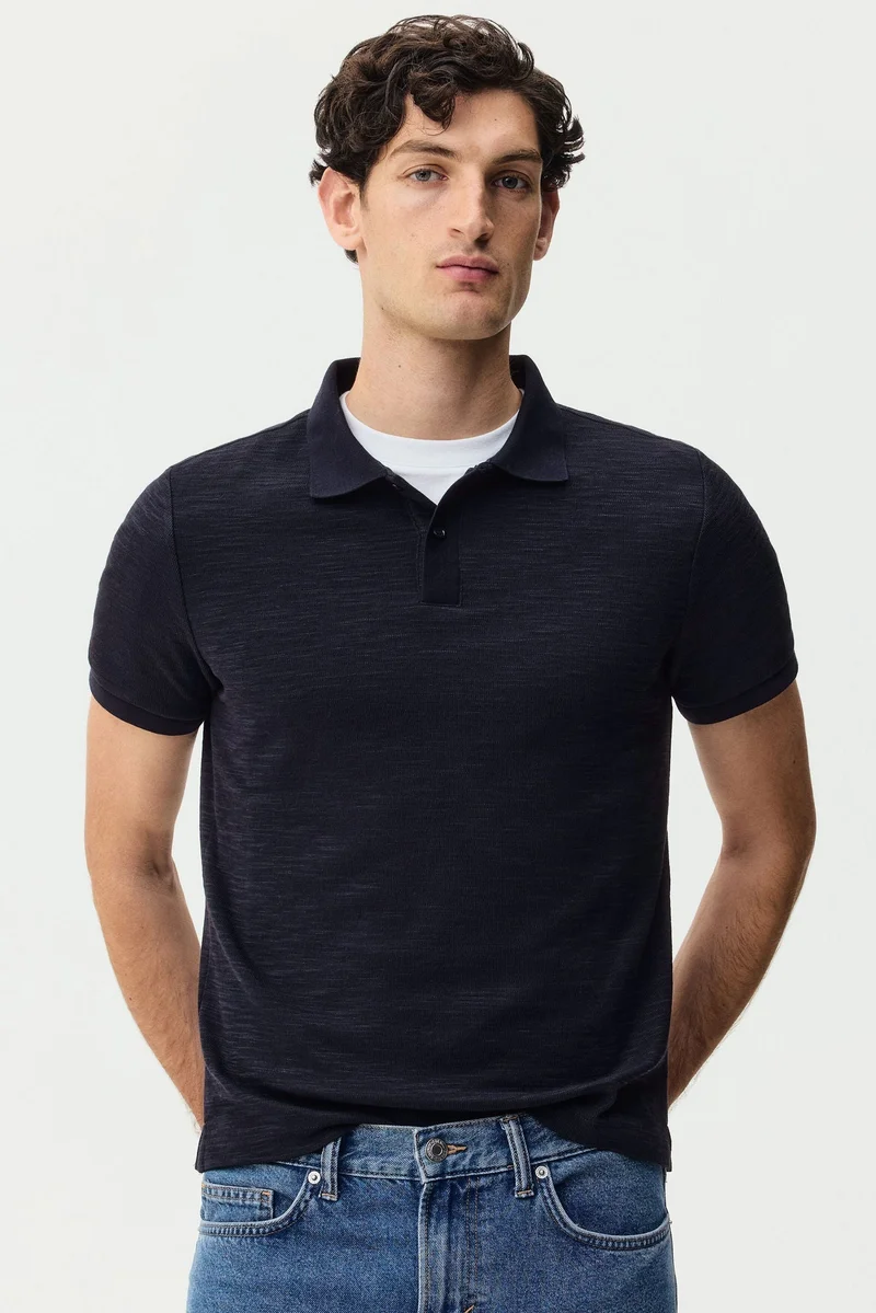 H&M Slim Fit Jacquard-knit polo shirt
