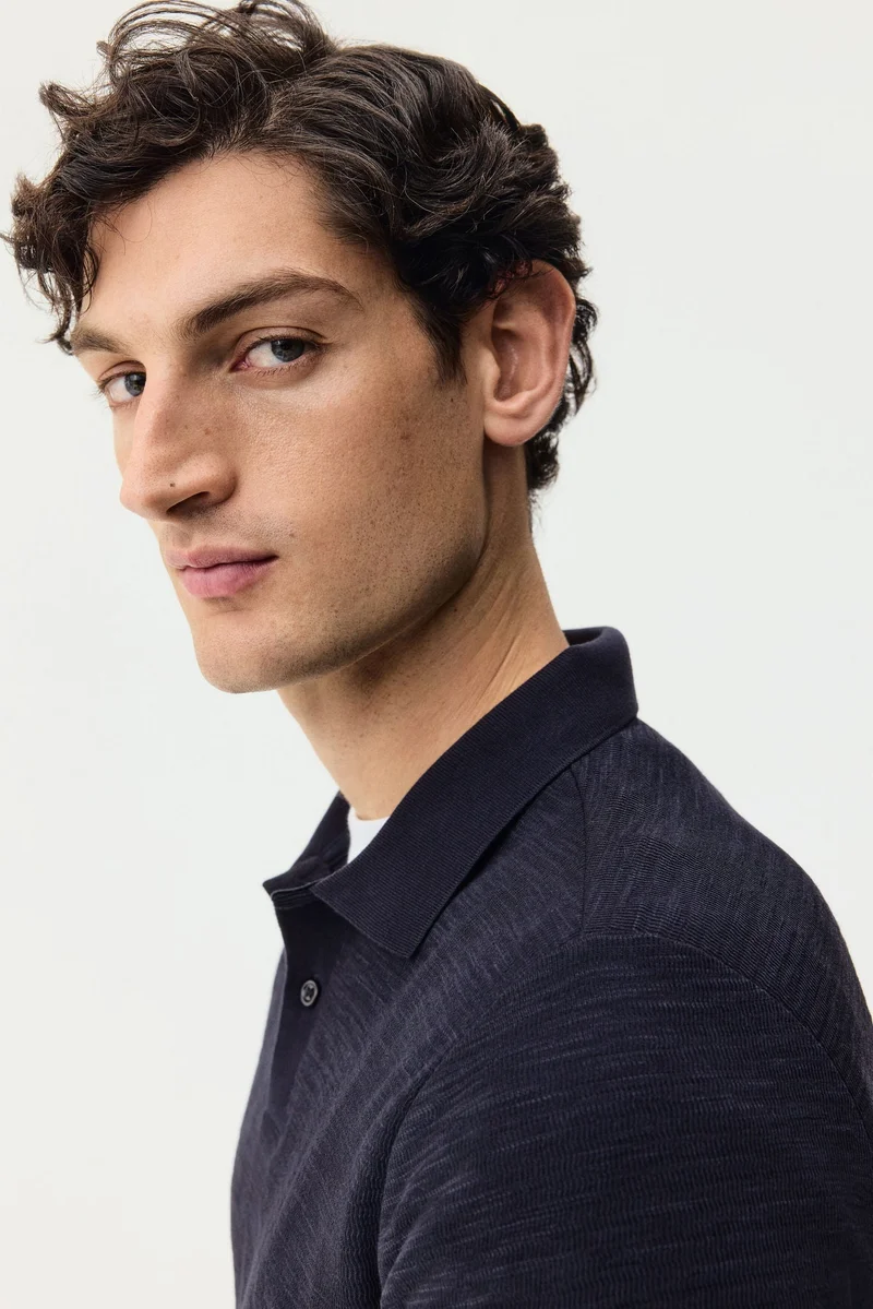 H&M Slim Fit Jacquard-knit polo shirt