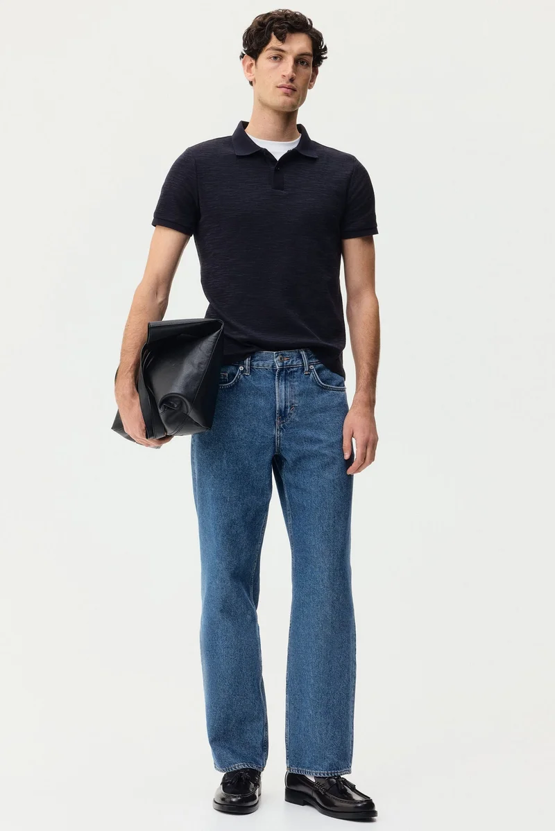 H&M Slim Fit Jacquard-knit polo shirt