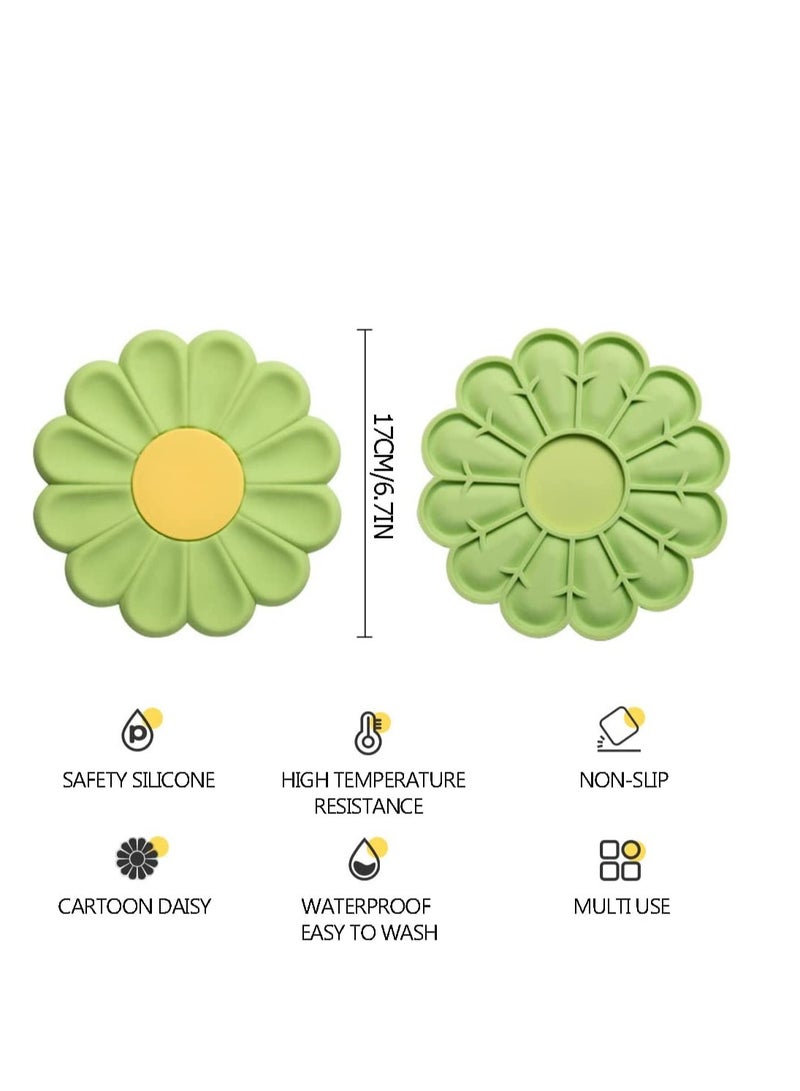 Barakah Silicone Trivet Mats Cute Flower Design Heat Resistant Non-Slip Hot Pads Food Grade Silicone BPA Free Drink Coasters for Hot Dishes Plate Coffee Mug Cup Tabletop Protection Gifts 4PCS - Image 2