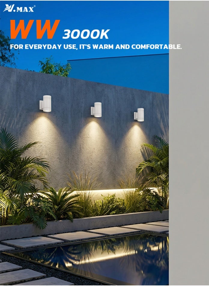 Vmax 1 Piece 12W LED Outdoor Wall Light  16.3 cm - 2000LM Warm White 3000K Aluminum Waterproof Garden Lamp - Image 2