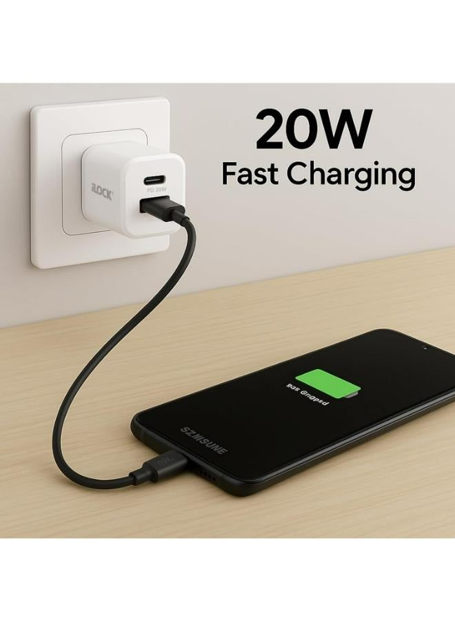 آي لوك شاحن سريع USB مزدوج 20 وات (USB-A وUSB-C) | شاحن حائط كيو سي 3.0 | صغير الحجم من ايد لوك - Image 4