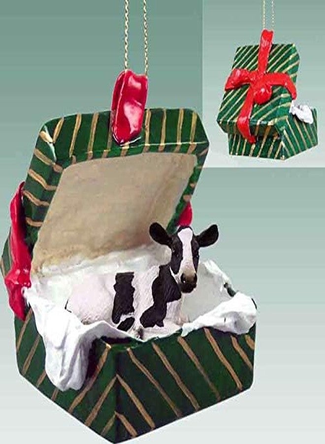 Conversation Concepts Holstein Cow Gift Box Christmas Ornament, Gold - Image 2