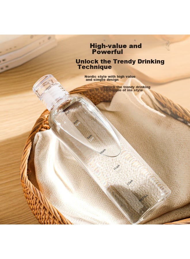 Dipple Dipuer Graduated Glass Cup, Popular Water Cup, Stylish Juice Drinking Cup For Students, Graduated Water Cup, Portable Cup - Image 3