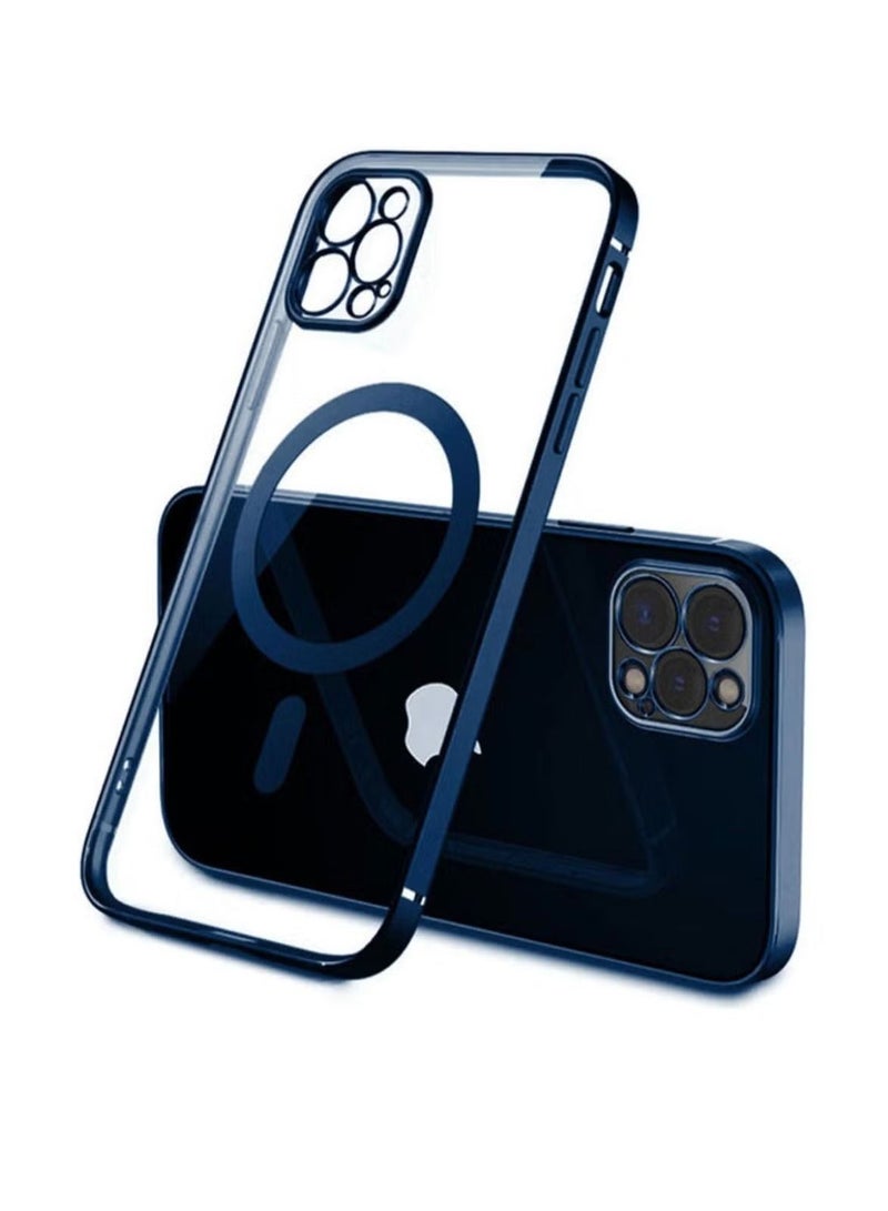 فيسوس جراب شحن لاسلكي بإطار مغناطيسي ماجسيف لهاتف آيفون 13 برو ماكس أزرق / شفاف - Image 2