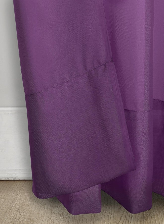 No. 918 Calypso Sheer Voile Rod Pocket Curtain Panel, 59" x 84", Purple - Image 3