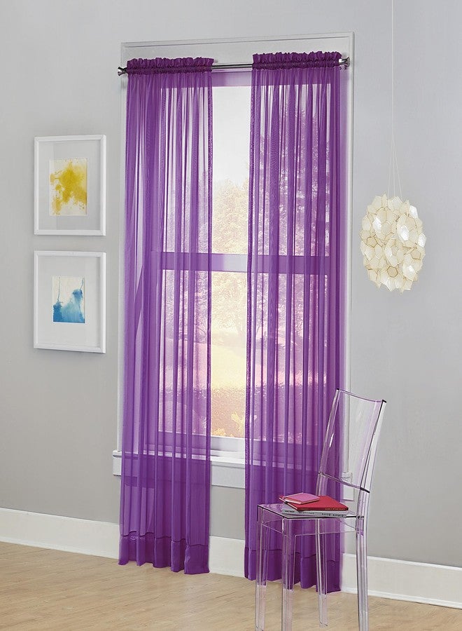 No. 918 Calypso Sheer Voile Rod Pocket Curtain Panel, 59" x 84", Purple - Image 1