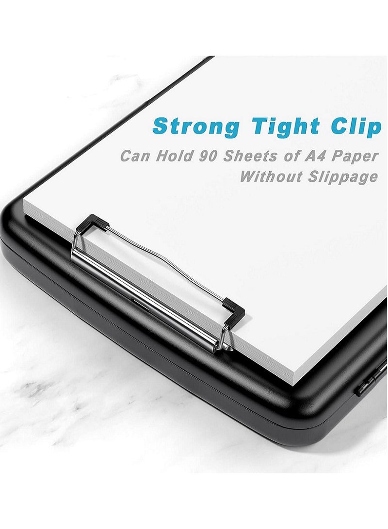 حافظة أوراق مع مساحة تخزين، حافظة تمريض عالية السعة بحجم A4 مع حامل أقلام، حافظة مستندات مقاومة للماء، مجلد بفتحة جانبية، مثالية للفصول الدراسية والمعلمين والطلاب والمكتب والكتابة السلسة، لون أسود - Image 3