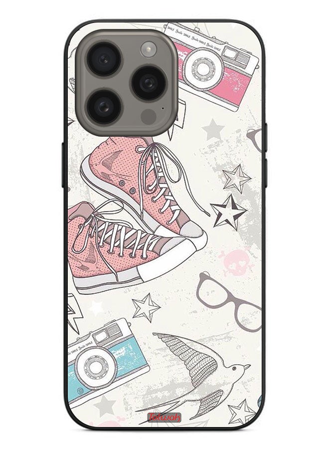 Tolwak Apple iPhone 15 Pro Protective Case Cover Canva Shoes And Camera Art  - Image 2