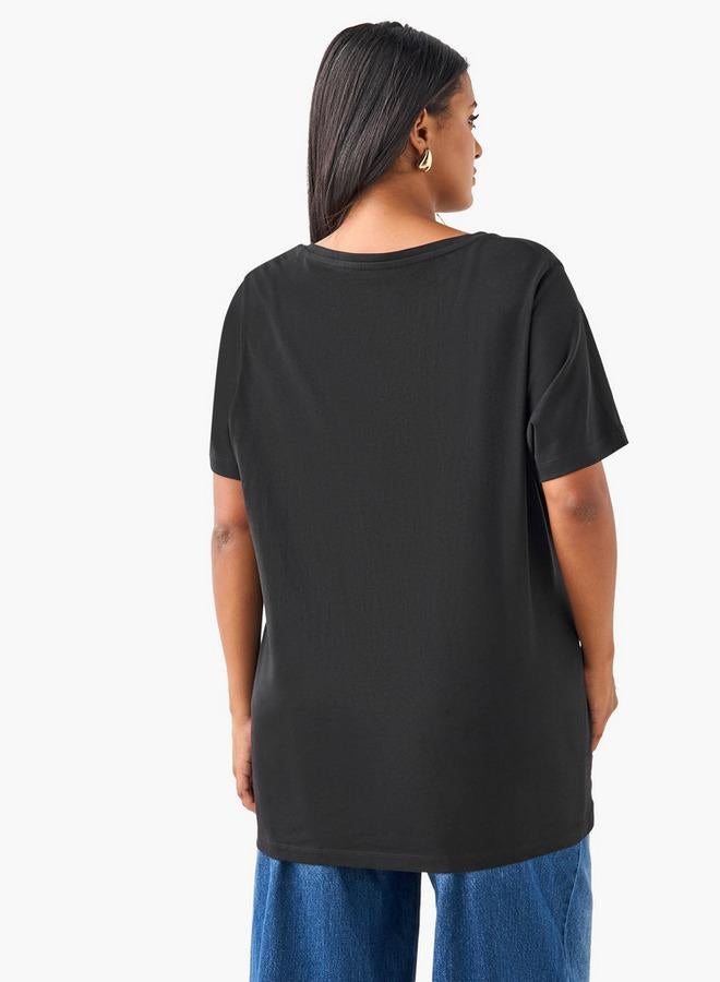 Ulla Popken Plus Size Ulla Popken Slogan Print T-shirt - Image 3