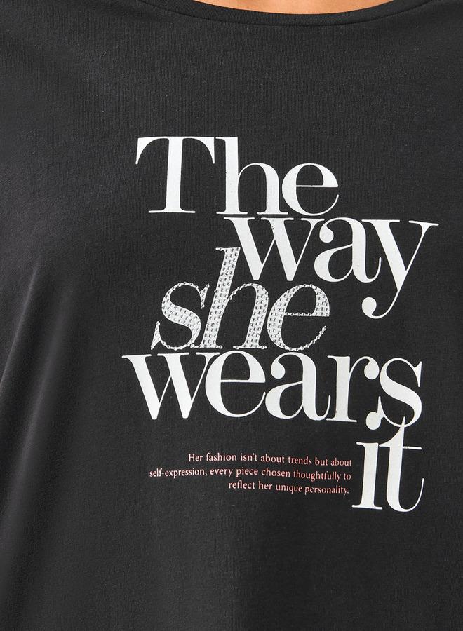 Ulla Popken Plus Size Ulla Popken Slogan Print T-shirt - Image 4