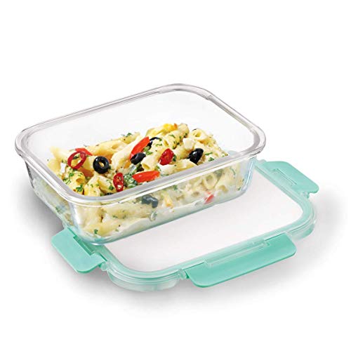 Allo Foodsafe Glass Containers With Lids With Break Free Lock, Oven Microwave Safe Containers, High Borosilicate Meal Prep Glass Food Storage Containers For Kitchen, Set Of 4, 640Ml - Transparent - Image 2