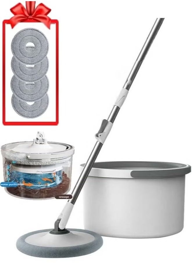 Cady One Rotary Squeeze Mop and Bucket Microfiber Mop Pads Hand Free Wringing Floor Clean Mop with 4 Pads  - Image 2