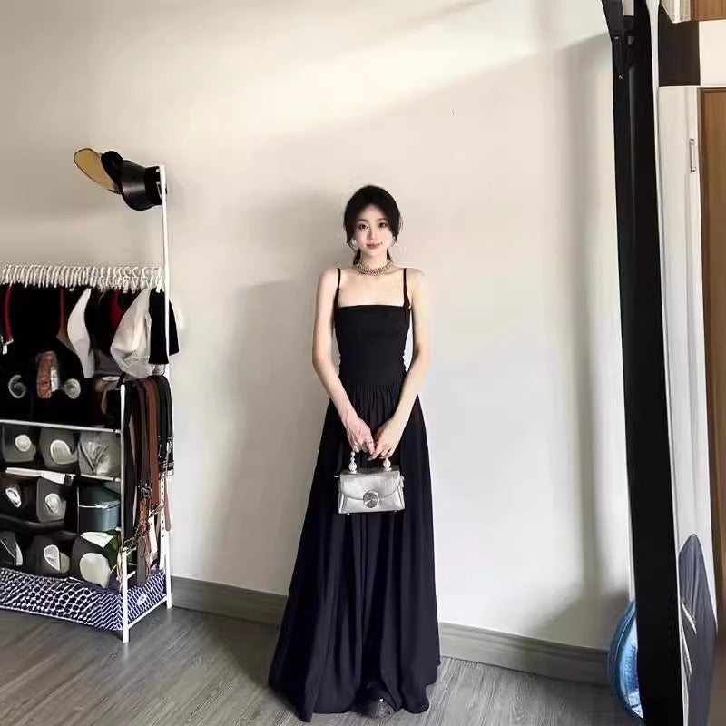 Elegant Black Summer Slip Dress for Women Black