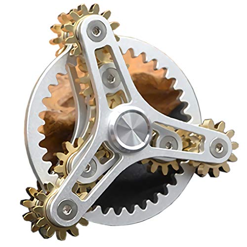Bitopbi Pure Brass Fidget Spinner Gears Linkage Fidget Metal DIY Hand Spinner Spins Long Time EDC Focus Meditation Break Bad Habits ADHD with Multiple Premium Bearings 13 Bearings White - Image 1