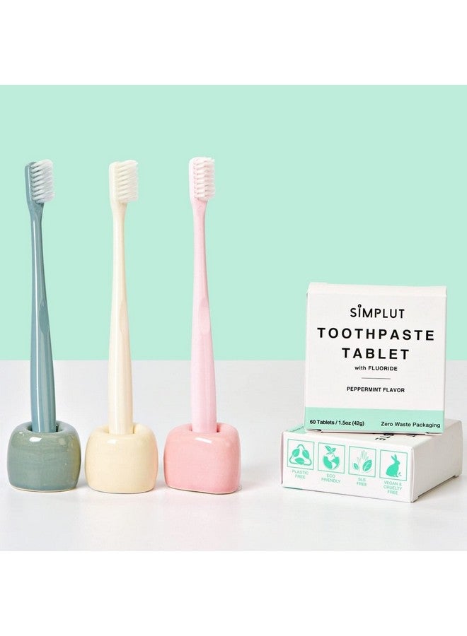 SIMPLUT Chewable Toothpaste Tablets With Fluoride 60 Pack Travel Sized Oral Care Eco Friendly Vegan Dental Tabs For Brushing All Natural Sls Free Ingredients For Adults Peppermint Flavored - Image 4
