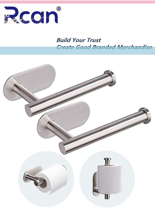 Rcan - 2 Pack Toilet Paper Holder, Self Adhesive Toilet Paper Holder Wall Mount, SUS 304 Stainless Steel Rustproof Toilet Paper Roll Holder for Kitchen Bathroom Wall Mount Bathroom Tissue Holder - Image 1