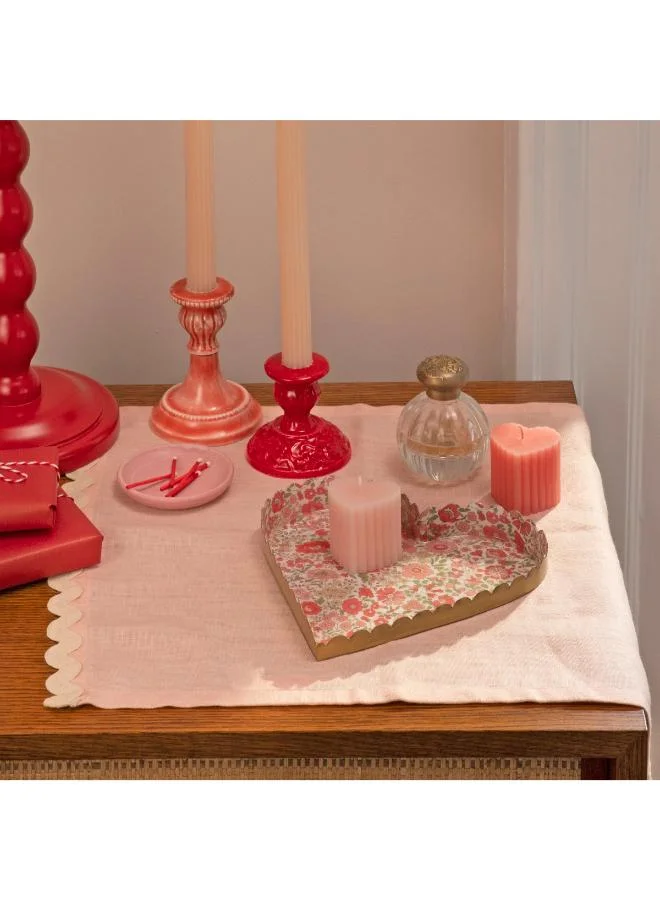 Meri Meri  x Liberty Scalloped Heart Candles - Pack of 6 Pillar Candles in Red & Pink, Valentine’s Party Candles with Elegant Liberty Box, Romantic Table Decor & Keepsake Gift for Celebrations  | Best Price UAE