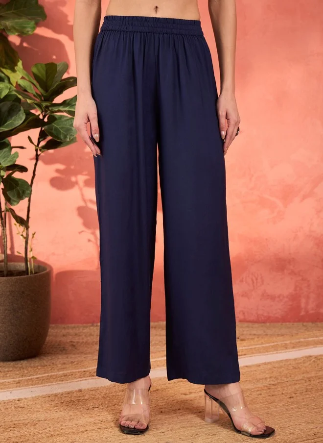 SASSAFRAS Embroidered Kurta with Palazzos and Dupatta for Women