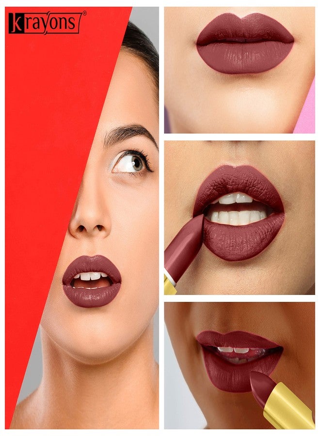 Krayons Cute Pop Matte Lipstick for Women - Shade 195 Cherry Maroon, India’s 1st Twist-Wrap Lip Stick, Long Stay Waterproof Lipstic, Rich Pigmented Daily Wear Matt Lipsticks, 3.5g - Image 3