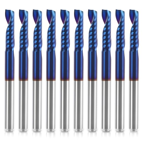 HQMaster CNC Router Bits, 10 Pack Router Bit Single End Mill Set Milling Cutter Tungsten Steel Engraving Carving Tool Kit - Image 1