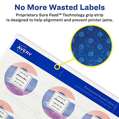 Avery Printable Round Labels with Sure Feed, 2" Diameter, Glossy Clear, 120 Customizable Labels (22825) - Image 4