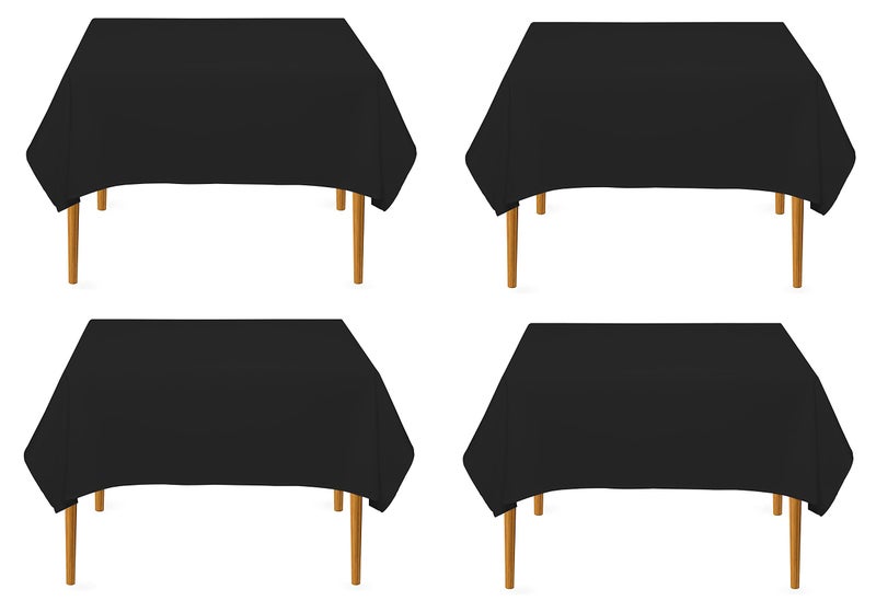 POMP Black 70 "" X 70 "" Poplin Polyester Tablecloth (4 Pack) | تجاعيد + وصمة عار مقاومة سهلة العناية النسيج الممتاز | يناسب المائدة المربعة أو المستديرة - Image 2
