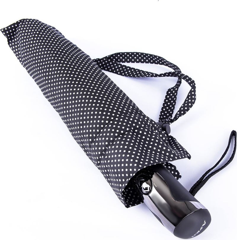 April Snotline Women's Umbrella Mini White Polka Dot Black 225L  - Image 2