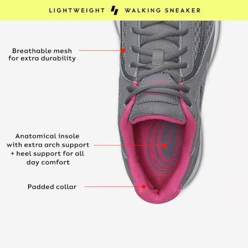 Ryka Womens Dash 3 Walking Shoe, Grey/Pink, 7 US - Image 3