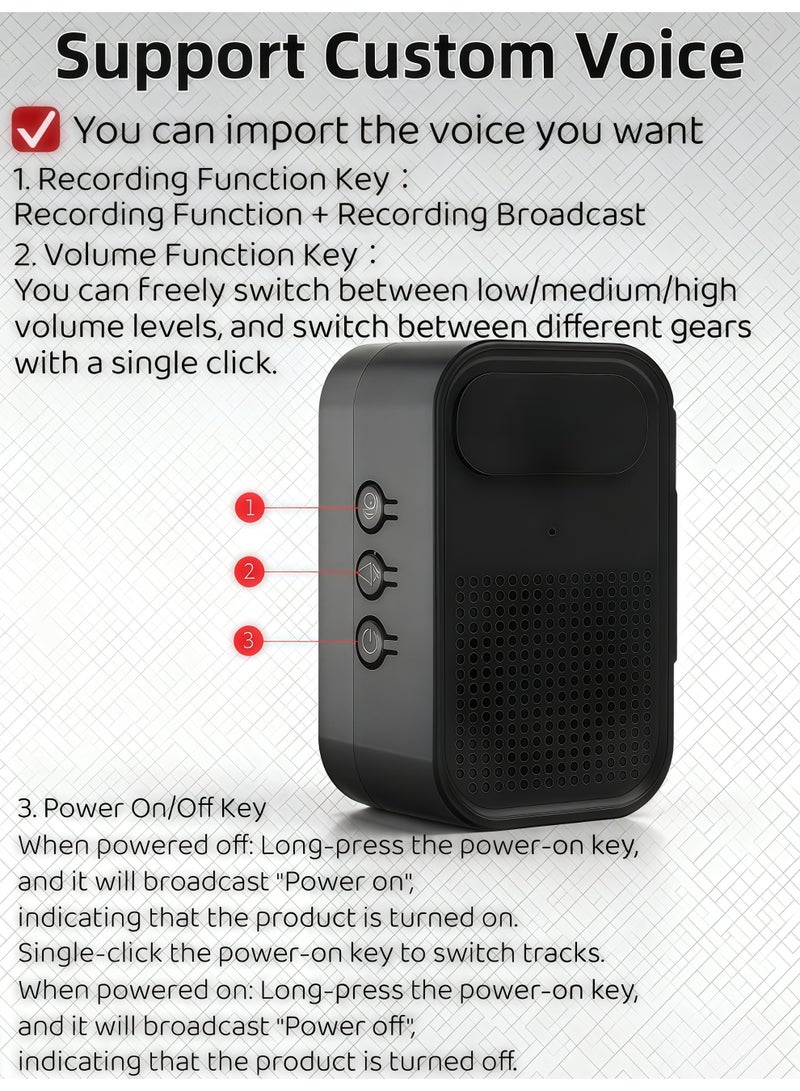 XiuWoo Welcome Doorbell,Shop induction doorbell,voice prompter,voice can be changed,30 Sounds and 3 Levels of Volume,for Home, Office, Apartment, Hotel, Warehouse(Black) - Image 5