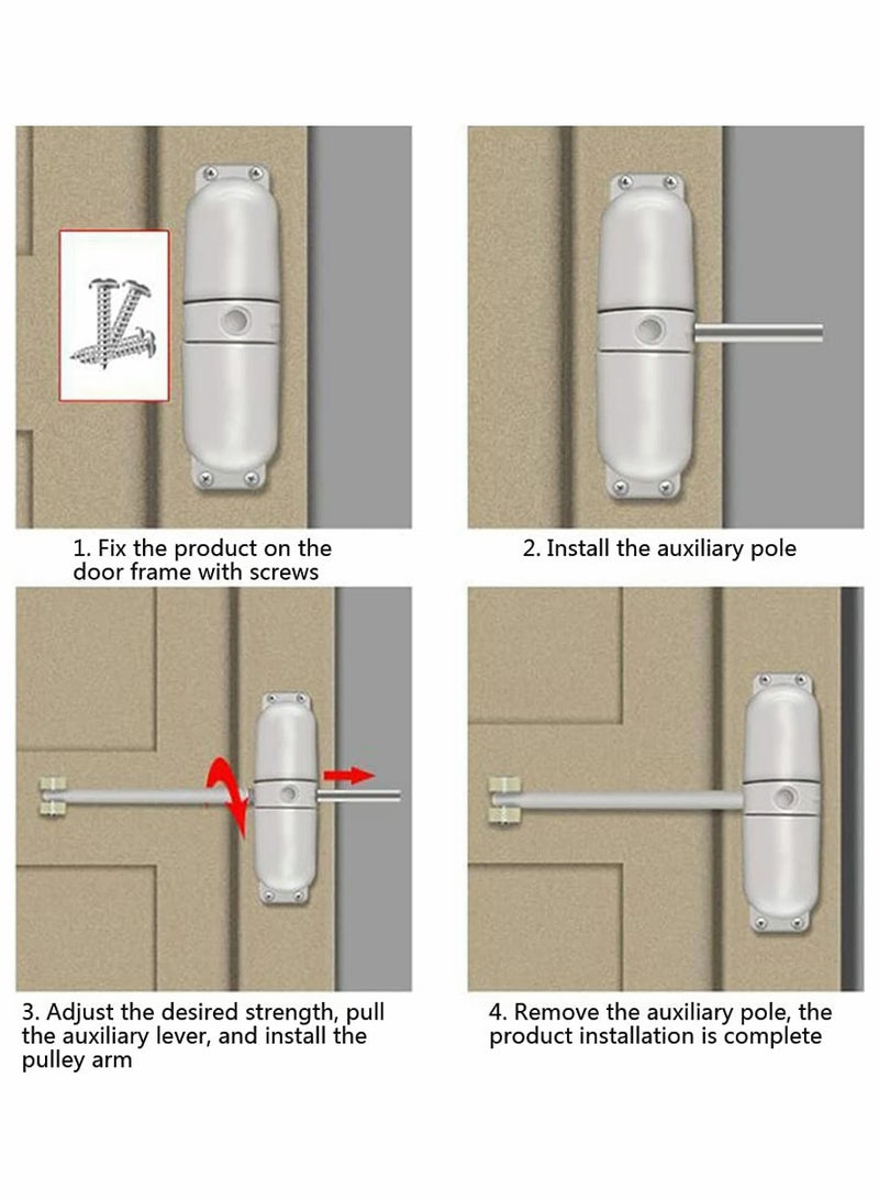 Easy Install Automatic Door Closer with Safety Wheel Spring Diecast White Finish for Self Closing Hinged Doors - Image 5