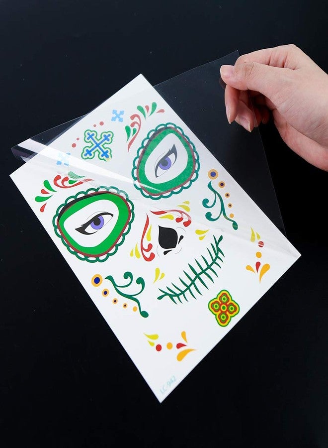 3 otters Halloween Face Tattoos 19PCS, Sugar Skull & Skeleton Temporary Tattoos for Day of the Dead, Costume Parties, Dia de Muertos Events, Face Body Art - Image 4