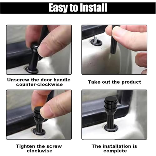 Gozaqe 4 PCS Car Door Lock Knobs,Aluminum Alloy Car Interior Door Lock Knob Pull Pins,Personalized Automotive Customization Accessories,Applicable to All Vehicle Models(Black) - Image 4