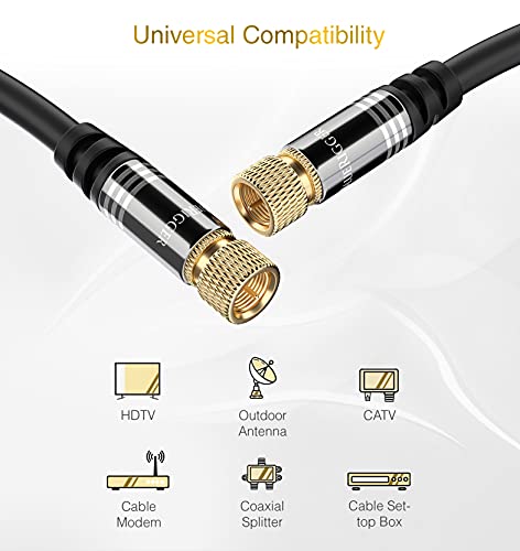 BlueRigger RG6 Digital Coaxial Audio Video Cable (10FT, Male F Type Connector, Triple Shielded) – Coax Cable for HDTV, CATV, DVB-T2/C/S, Modem, Radio, Satellite Receivers - Image 3