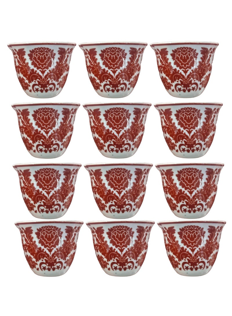 extra home Ceramic Saudi Coffee Cup With Traditional  Saudi Arabia Flower Pattern 12 Pieces - Image 1
