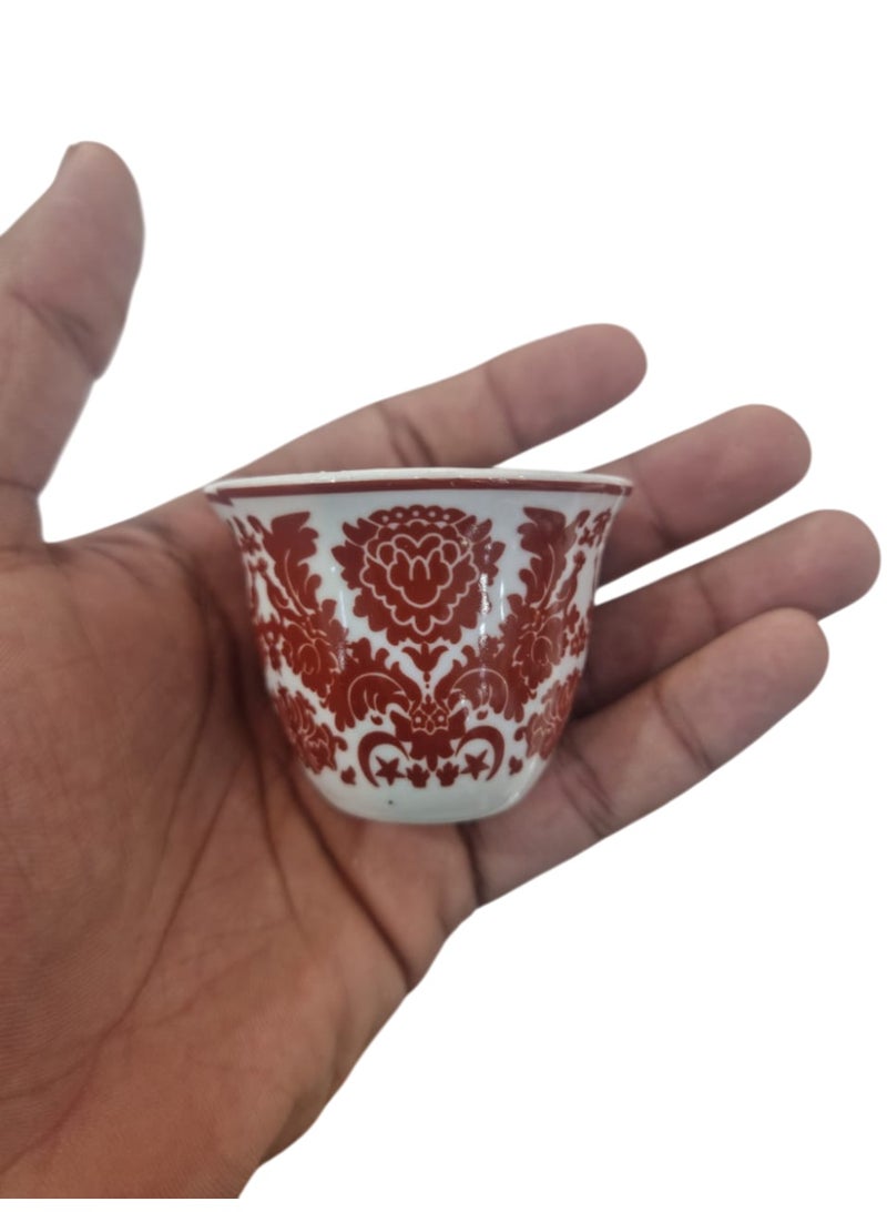 extra home Ceramic Saudi Coffee Cup With Traditional  Saudi Arabia Flower Pattern 12 Pieces - Image 2