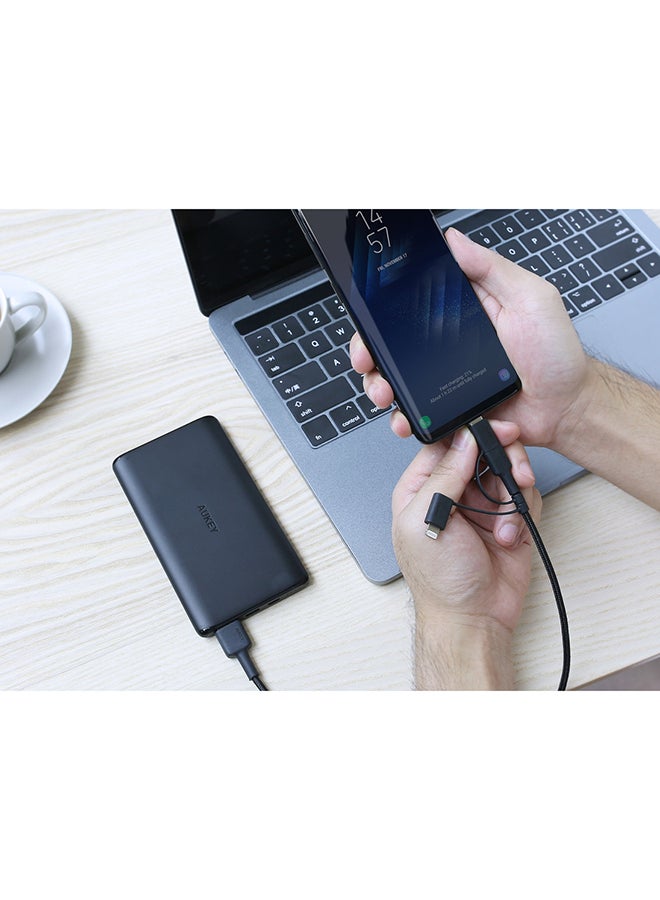 أوكي كابل شحن ومزامنة بيانات 3 في 1 حائز على ترخيص MFi من أبل بغلاف مجدول طراز CB-BAL5 أسود - Image 3