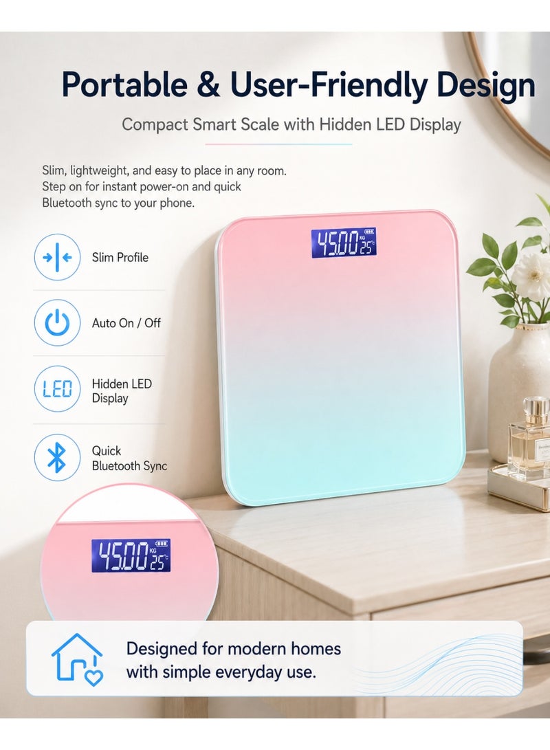 باندا ميزان ذكي لقياس دهون الجسم بتقنية البلوتوث، تحليل بيانات صحية بدقة 79، ميزان وزن عالي الدقة مع تطبيق، للاستخدام المنزلي والصالة الرياضية والعائلة - Image 2