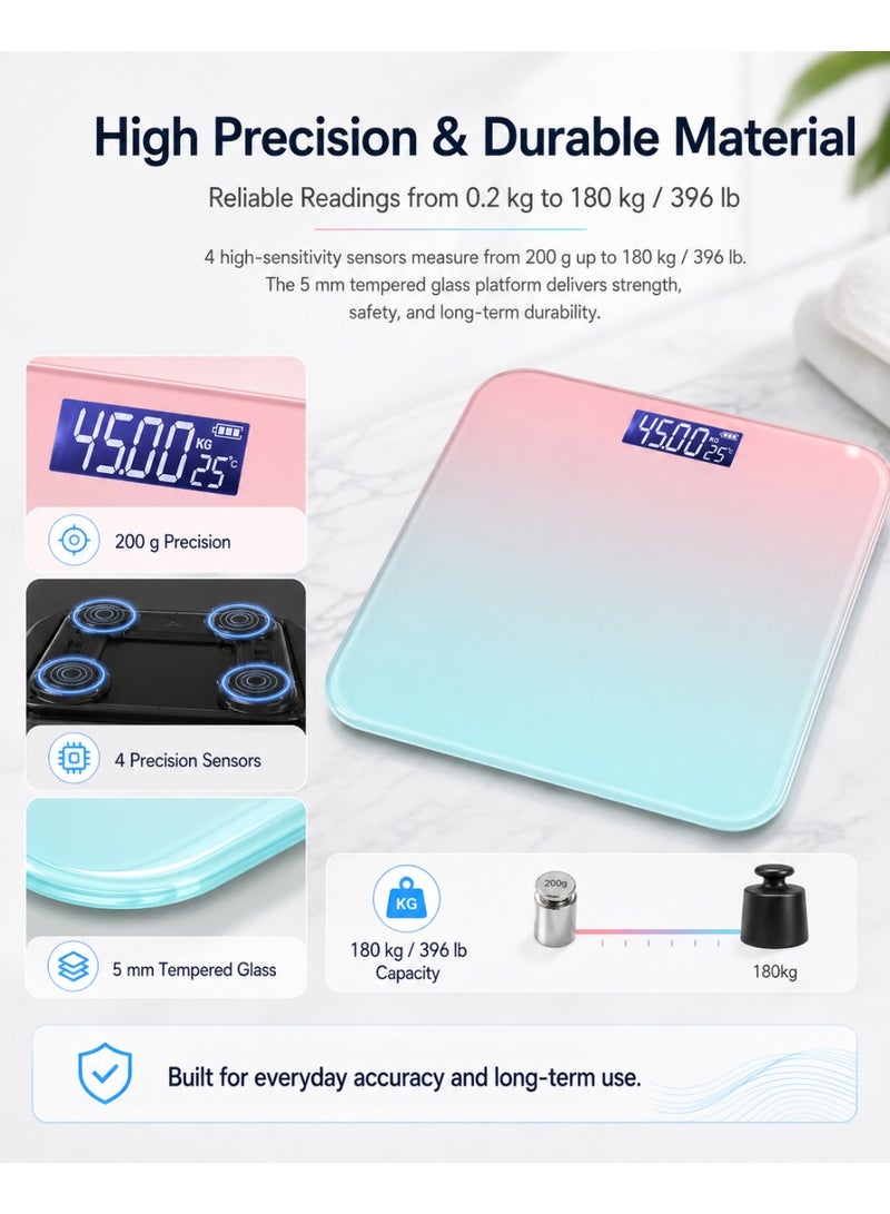 باندا ميزان ذكي لقياس دهون الجسم بتقنية البلوتوث، تحليل بيانات صحية بدقة 79، ميزان وزن عالي الدقة مع تطبيق، للاستخدام المنزلي والصالة الرياضية والعائلة - Image 4