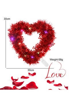 SYOSI Heart Shaped Wreaths, 2 Pcs Handmade Artificial Decorative Wreath, Red Heart Wreath with LED Lights for Front Door Decor Wedding Proposal Engagement Party  - Image 5