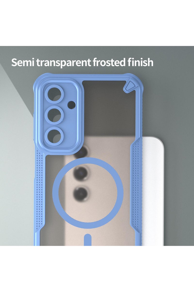 Cover For Samsung Galaxy A56 5G Armor Glaze MagSafe Magnetic Phone Case Raised edges around the screen and camera lens help prevent scratches - Blue - Image 4