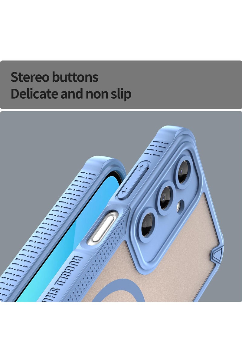 Cover For Samsung Galaxy A56 5G Armor Glaze MagSafe Magnetic Phone Case Raised edges around the screen and camera lens help prevent scratches - Blue - Image 5