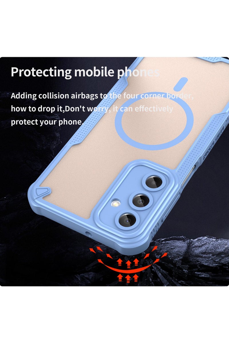 Cover For Samsung Galaxy A56 5G Armor Glaze MagSafe Magnetic Phone Case Raised edges around the screen and camera lens help prevent scratches - Blue - Image 3