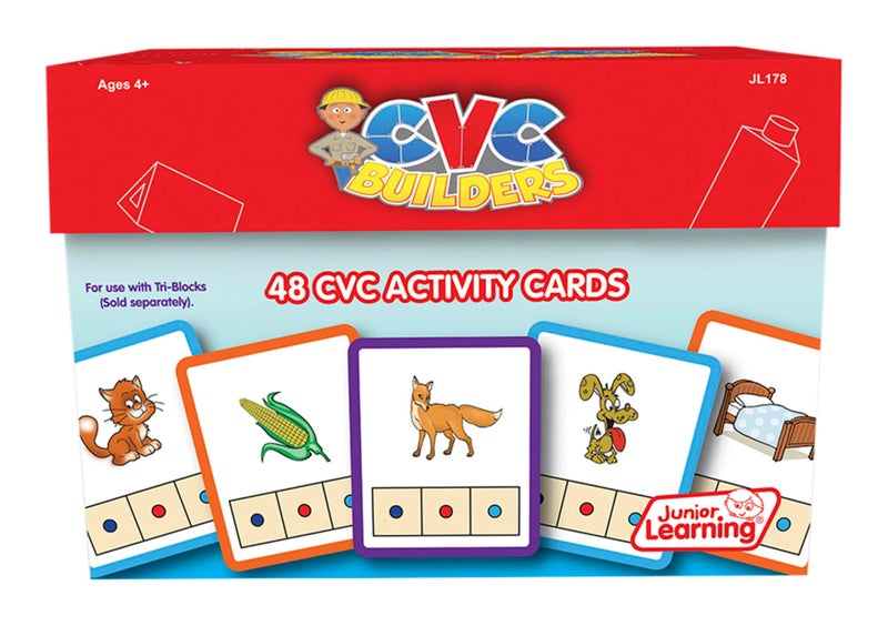 Junior Learning: CVC Word Builders  48 CVC Activity Cards  Phonemic Awareness  Helps Children to Recognize and Understand Basic Sounds in Words  Self Checking Feature  For Ages 4 and up - Image 2