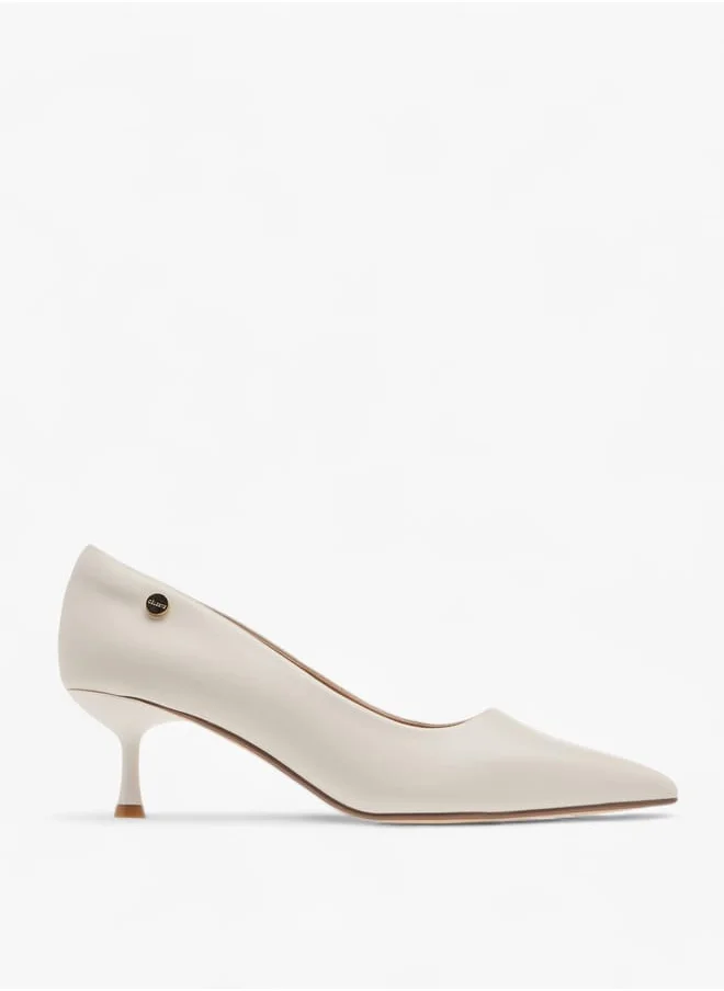 سيليست Womens Solid Slip-On Pumps With Pointed Toe And Kitten Heels