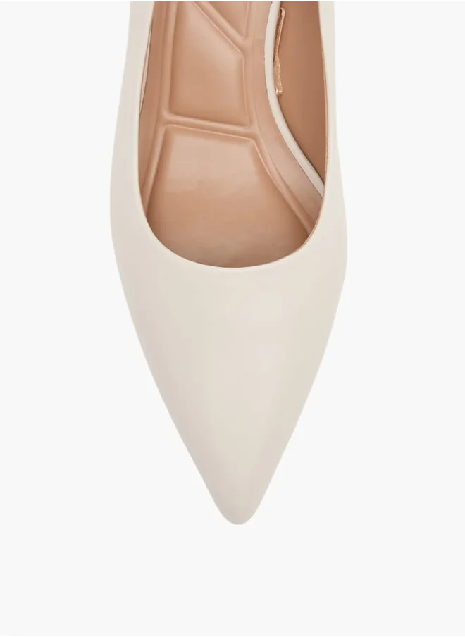 سيليست Womens Solid Slip-On Pumps With Pointed Toe And Kitten Heels